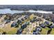 Picturesque aerial shot of a residential neighborhood close to a lake, showcasing tree-lined streets at 4270 Aviemore Run, Burlington, NC 27215