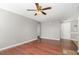 Large living room featuring hardwood floors, neutral colors and a ceiling fan at 435 Fowlkes St, Wendell, NC 27591