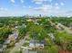 Aerial view of the neighborhood featuring lush greenery and a distant cityscape at 5 Bart St, Raleigh, NC 27610