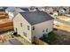 Aerial view of the backyard showing fenced-in yard, patio, storage shed and other features at 1020 Broadlands Way, Graham, NC 27253