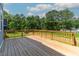 A spacious wooden back deck with views of a lush green backyard and surrounding trees at 136 E End Ave # 4, Durham, NC 27703