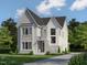 Striking two-story home showcases modern architecture and manicured landscaping, framed by mature trees against a blue sky at 1529 Salem Church Rd, Apex, NC 27523