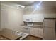 Modern kitchen with white cabinets, tile backsplash, and essential appliances at 1828 Parkside Village Dr, Clayton, NC 27520