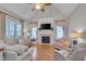 Spacious living room features vaulted ceilings, a cozy fireplace, large windows, and comfortable seating at 659 Willard Dr, Creedmoor, NC 27522