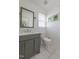 Cozy bathroom with gray vanity, new fixtures, and marble tile backsplash at 2010 Twin Acres Rd, Clayton, NC 27520