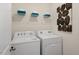 Convenient laundry room with white washer, dryer, and shelving for ample storage at 437 Citron St, Sanford, NC 27332