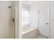 The primary bath has a separate shower and soaking tub at 4913 Sugargrove Ct, Apex, NC 27539