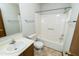 Full bathroom with shower-tub combo and single sink vanity at 1004 Hempstede Dr, Zebulon, NC 27597