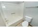 Full bath features a tub and shower combo at 1004 Hempstede Dr, Zebulon, NC 27597