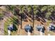 Aerial view of the home and backyard, showcasing the neighborhood and surrounding trees at 110 Lilac Dr, Franklinton, NC 27525