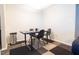 Dining room with dining table, chairs, and carpet at 1287 Schaub Dr # J, Raleigh, NC 27606