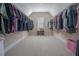 Spacious walk-in closet featuring carpet flooring, clothing racks, and a shoe rack beneath the window at 416 Granite Saddle Dr, Rolesville, NC 27571