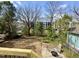 Fenced backyard with a fire pit and seating area at 709 North St, Durham, NC 27701