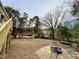 Fenced backyard with a fire pit and seating area at 709 North St, Durham, NC 27701