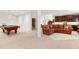 Spacious basement featuring a pool table, a sofa, a bar, and carpet floors at 103 Bruce Dr, Cary, NC 27511