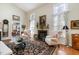 Cozy living room featuring a fireplace and elegant decor at 577 Woodbury, Pittsboro, NC 27312