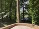 A view of trees and foliage from a partially bricked area in the backyard at , Raleigh, NC 27613