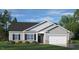 Charming single Gathering home featuring stone accents, gray siding, and a two car garage at 921 Canis Minor Rd, Wendell, NC 27591