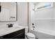 Bathroom featuring a bathtub with shower and modern vanity at 9230 Bear Run Ln, Middlesex, NC 27557