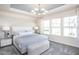 Bright main bedroom features tray ceilings, recessed lights and a large picture window at 3412 Pelican Ln, Durham, NC 27703