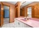 A bathroom with an interesting pink vanity at 4639 Reid Rd, Elon, NC 27244