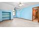 Bedroom with interesting architectural features and a ceiling fan at 4639 Reid Rd, Elon, NC 27244