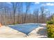 Covered pool surrounded by trees and concrete deck at 4639 Reid Rd, Elon, NC 27244