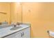 Powder room features a single sink vanity, decorative mirror, and neutral paint at 4639 Reid Rd, Elon, NC 27244