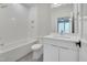 Modern bathroom featuring a bathtub, shower, toilet, and vanity with sink at 777 Willard St, Durham, NC 27701