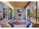 Inviting screened porch with stone fireplace and views of the backyard at 83 Stickleback Dr, Willow Springs, NC 27592