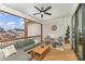 Cozy screened porch with an outdoor seating area and ceiling fan at 1101 Bessie Ct, Wake Forest, NC 27587