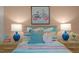 Cozy bedroom with colorful bedding, bedside tables, and eye-catching bike artwork at 135 Scenic Rock Dr, Youngsville, NC 27596