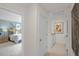 View of the hallway showcasing the bedroom and laundry room at 135 Scenic Rock Dr, Youngsville, NC 27596