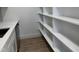 Walk-in pantry with built-in shelving and countertops, perfect for organization at 162 Lookout Rdg # 677, Pittsboro, NC 27312
