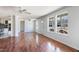 Open-concept living room with wood-look floors and natural light at 186 Sunrise Dr, Sanford, NC 27332