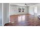 Bright living room featuring hardwood floors, ceiling fan, and natural light at 186 Sunrise Dr, Sanford, NC 27332