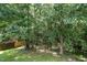 Lush trees and green grass make up this large backyard space at 2114 Frissell Ave, Apex, NC 27502