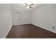 Simple bedroom with hardwood floors, one window and a ceiling fan offers a modern design at 2114 Frissell Ave, Apex, NC 27502
