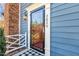 Close-up of the front door with glass, wreath, patterned mat, and the house number '2820' at 2820 Bedfordshire Ct, Raleigh, NC 27604