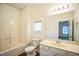 Bathroom featuring a shower and vanity with a sink at 4120 Standing Rock Way, Raleigh, NC 27604