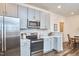 Modern kitchen features stainless steel appliances, gray cabinets, and stylish backsplash at 723 Holloway St, Durham, NC 27701