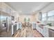 Bright and spacious kitchen with stainless steel appliances, sleek countertops, and open layout to the dining area at 723 Holloway St, Durham, NC 27701