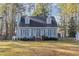 Charming blue two-story home with dormers, blue shutters and a brick front porch at 104 Tyser Pl, Garner, NC 27529