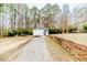 Backyard with shed, trailer, mature trees, trampoline and playground at 2104 Live Oak Dr, Sanford, NC 27330