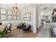 Modern home office featuring stylish decor, lighting and hardwood flooring at 2644 Catheys Creek Cir, Wendell, NC 27591