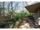 Backyard space featuring natural foliage and access to the house foundation and external systems at 3501 Mill Run, Raleigh, NC 27612