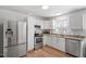 Stylish kitchen featuring stainless steel appliances and white cabinetry at 506 W Gilbreath St, Graham, NC 27253
