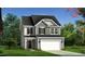 Charming two-story home with gray siding, a covered porch, and a two-car garage at 542 Winding Crk Dr, Lillington, NC 27546