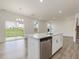 Bright, modern kitchen features a center island, stainless steel dishwasher, and sleek countertops at 542 Winding Crk Dr, Lillington, NC 27546