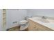 Bathroom featuring a vanity with a large sink, toilet, and a tiled floor at 826 Warwick Ct, Burlington, NC 27215